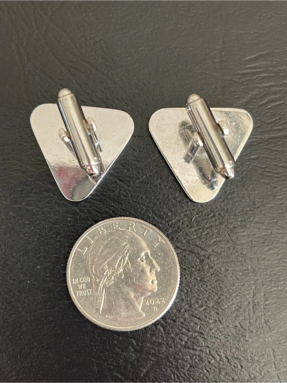 Vintage silver tone Star Accent Triangle Cufflinks.